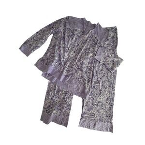 Carole Hochman Pajama Set Women's 3X Purple Paisley 100% Cotton 2pc A302168